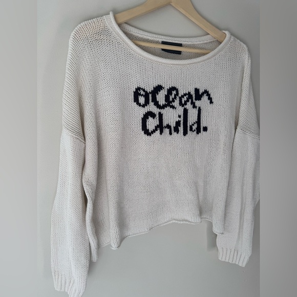 Wooden Ships Ocean Child Rollneck Cotton Looseweave Sweater Size M/L - Picture 3 of 8